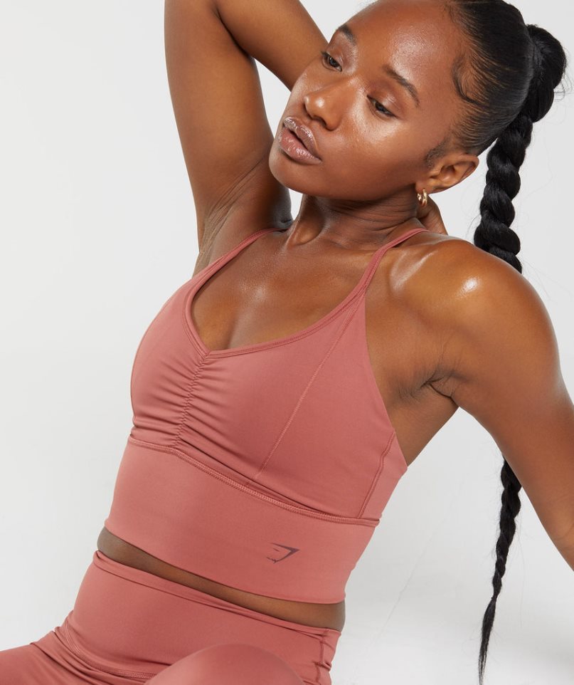 Women's Gymshark Elevate Longline Sports Bra Rose | CA AD5016